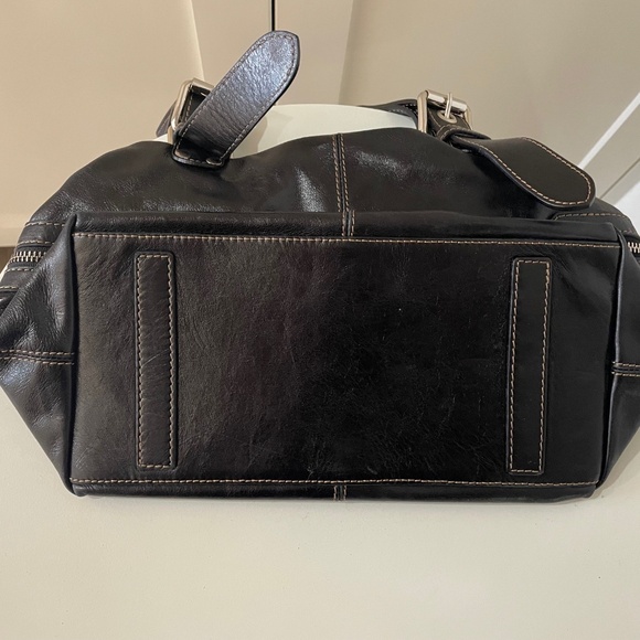 FRANCESCO BIASIA Black Leather Unconstructed Handbag w/Zippered Sides - Picture 3 of 8